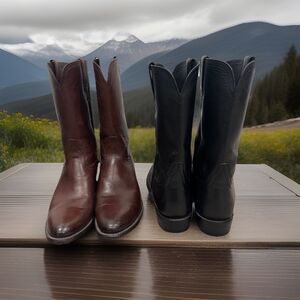 Lot of 2 Ariat Roper Boots Brown And Black Size 8D Men